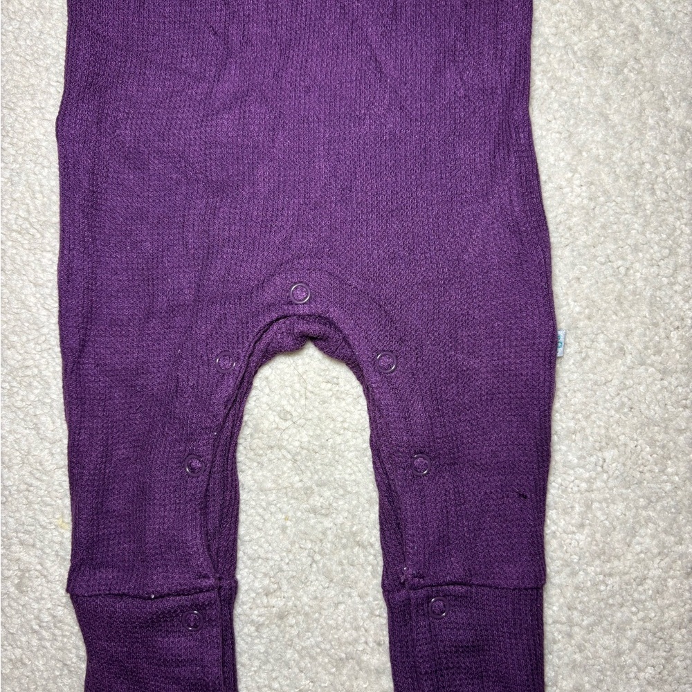 Posh Peanut Violet Waffle Knit Long Sleeve Baby Romper - Picture 2 of 10